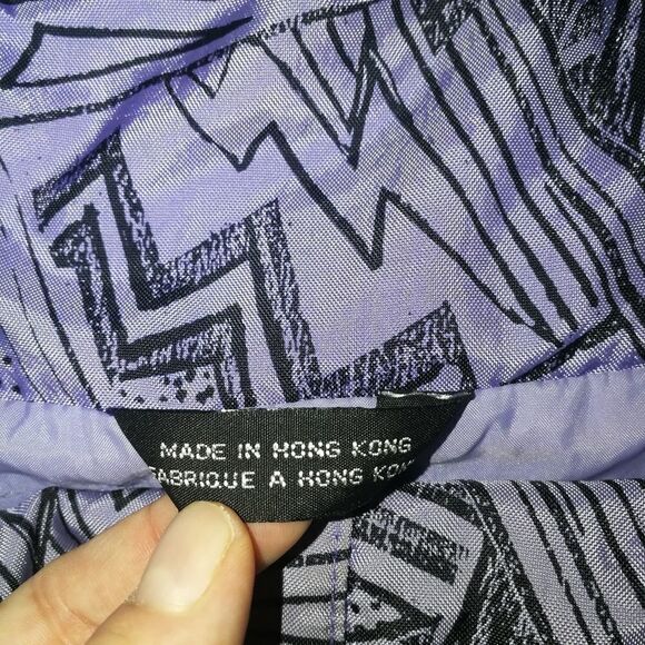 VINTAGE MISTRAL Purple & Black Abstract Comic Oversized Rain Coat Size Large - Picture 14 of 16